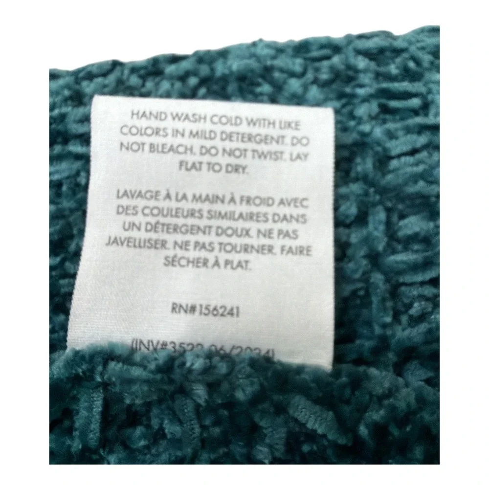 Willow Road Chunky Throw Blanket Chenille Teal Throw Blanket w/Tassels NWOT